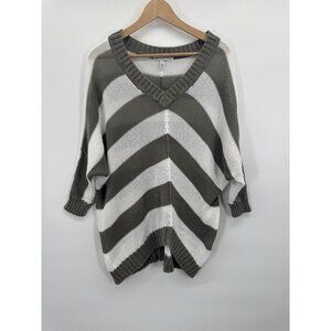 Autumn Cashmere Womens Medium Striped Slouchy Open Knit Dolman Coastal Italy